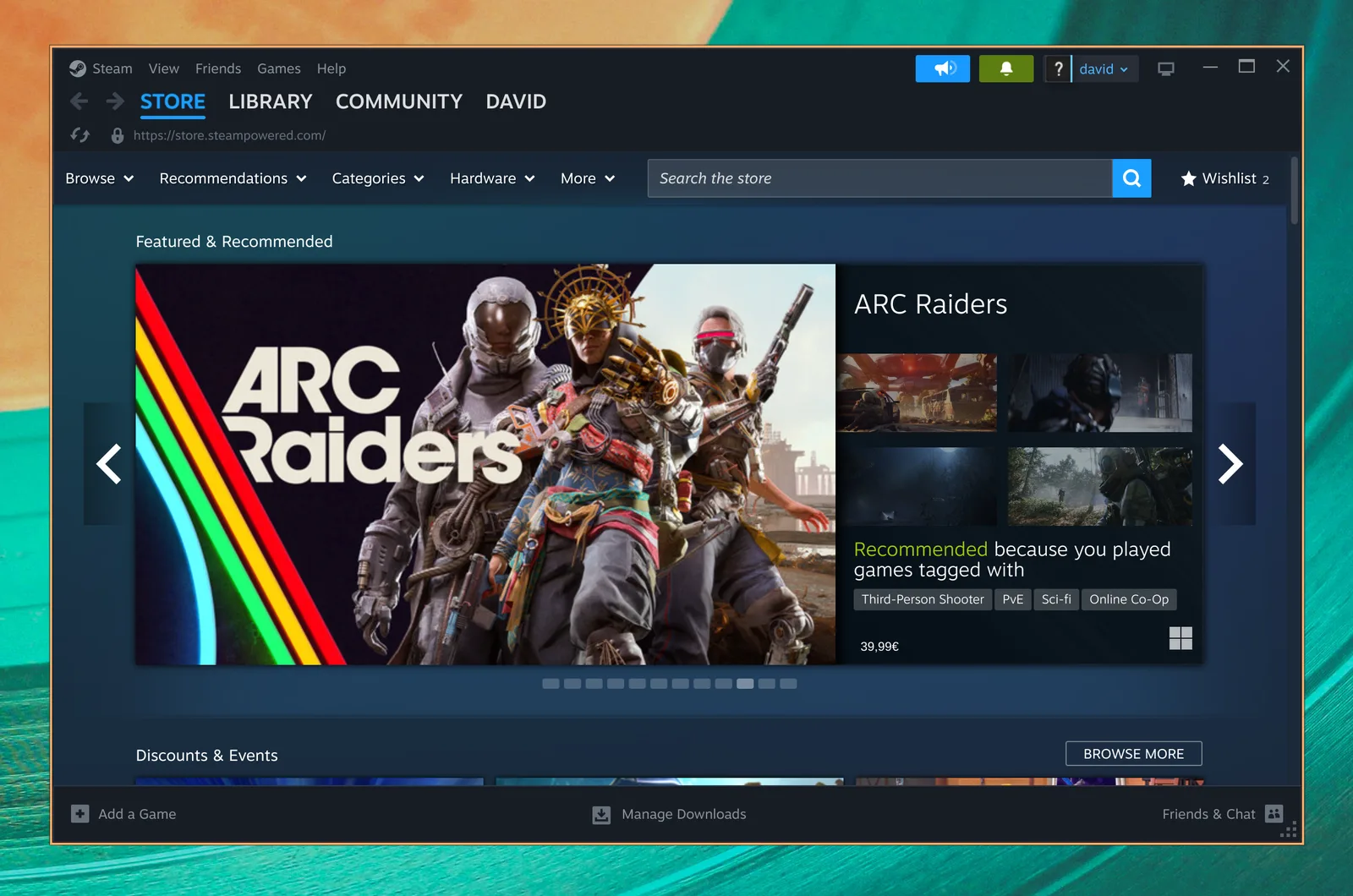 Steam mit seinem Spiele-Store auf Omarchy